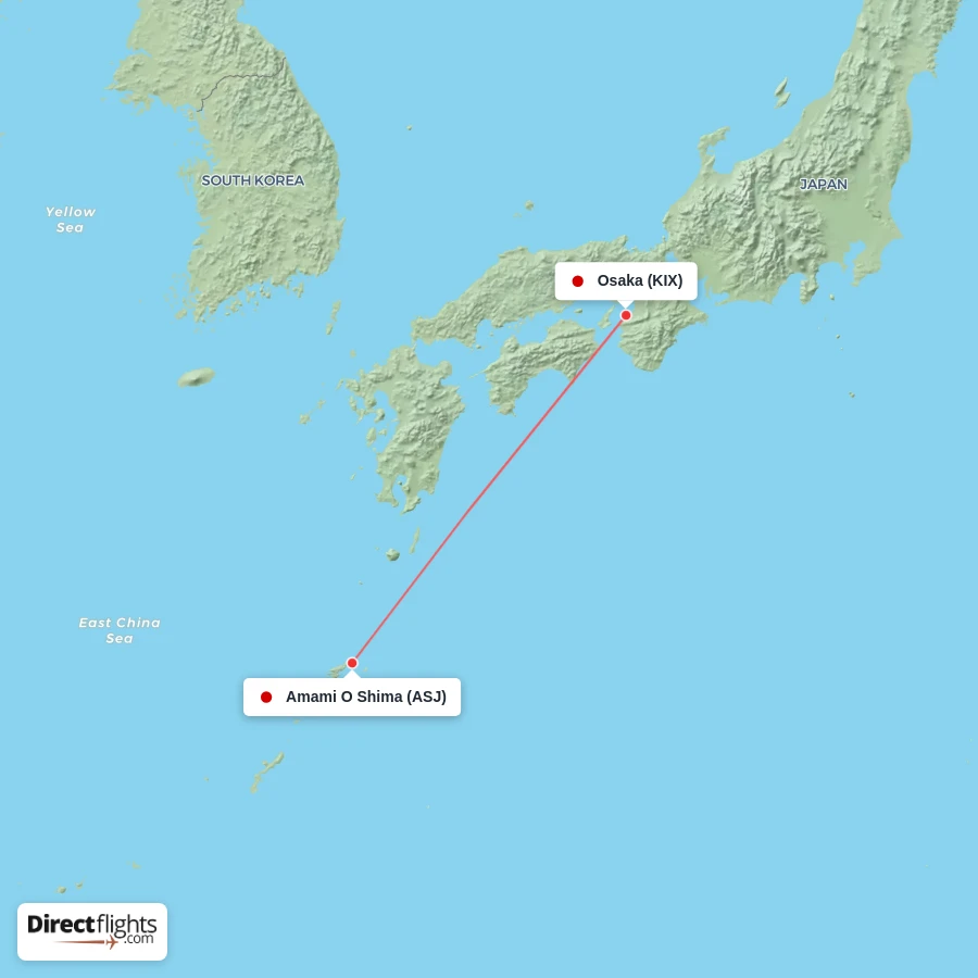 KIX - ASJ route map