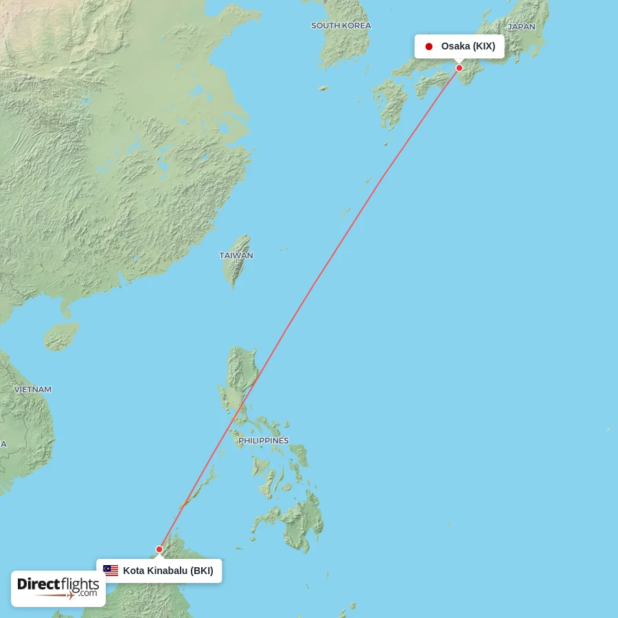 KIX - BKI route map