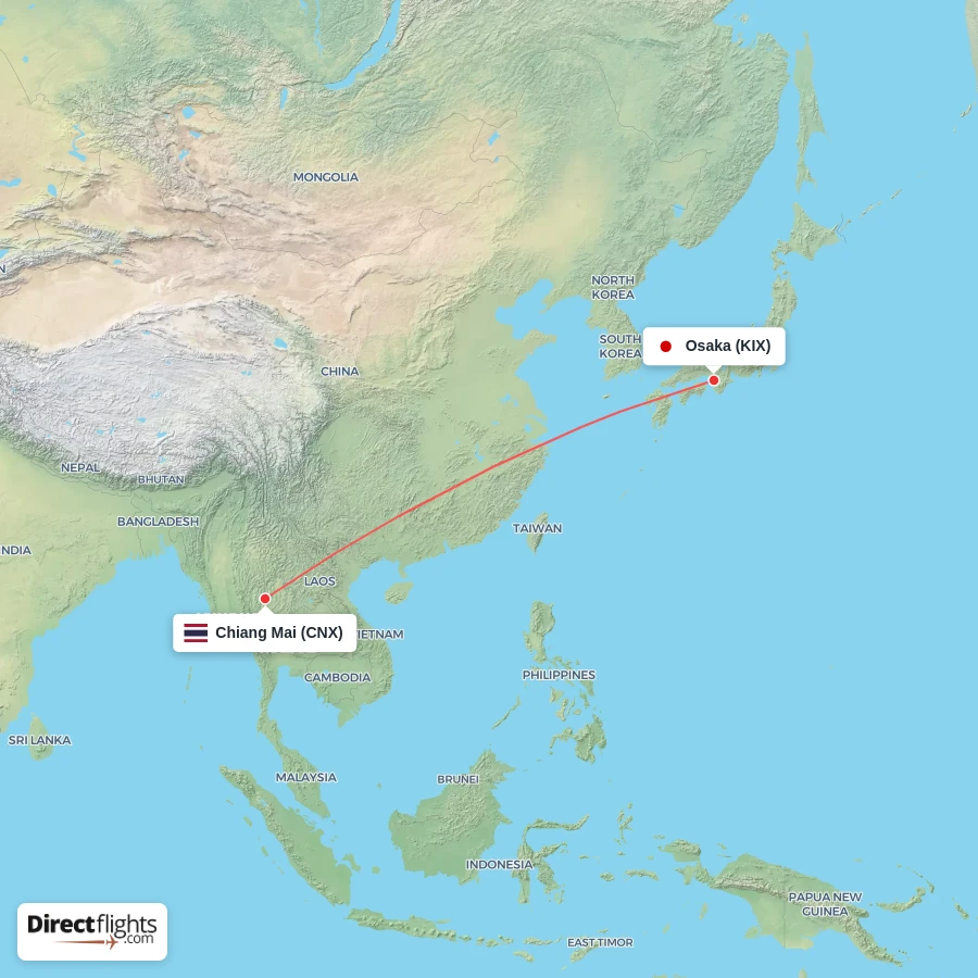 KIX - CNX route map