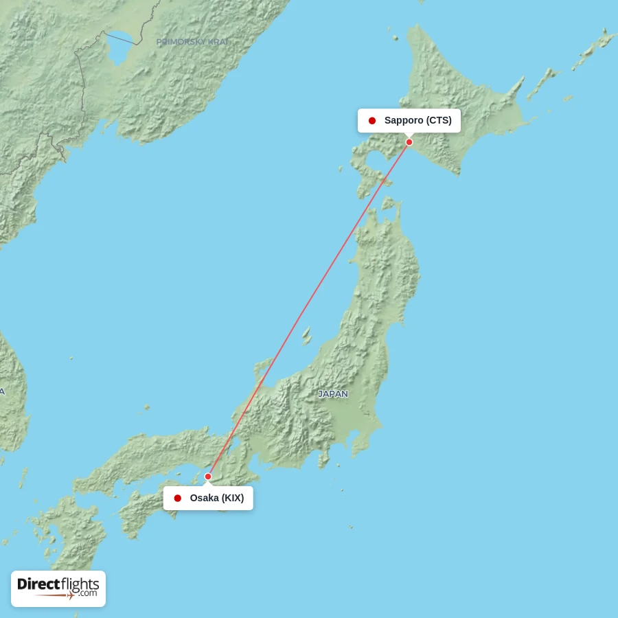 KIX - CTS route map