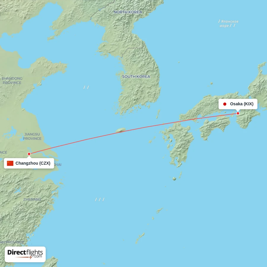 KIX - CZX route map