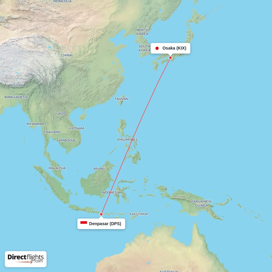 KIX - DPS route map