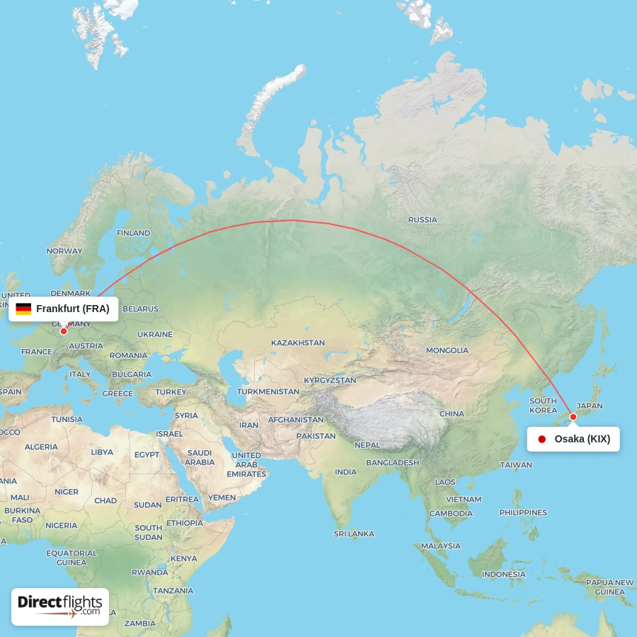 KIX - FRA route map