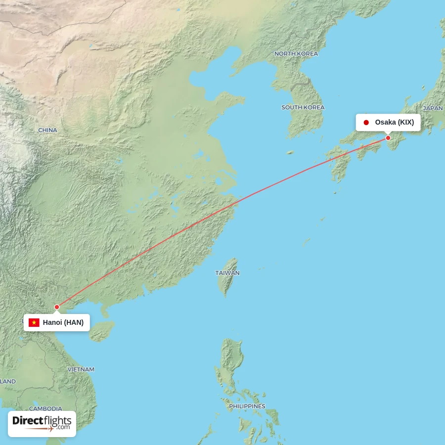 KIX - HAN route map