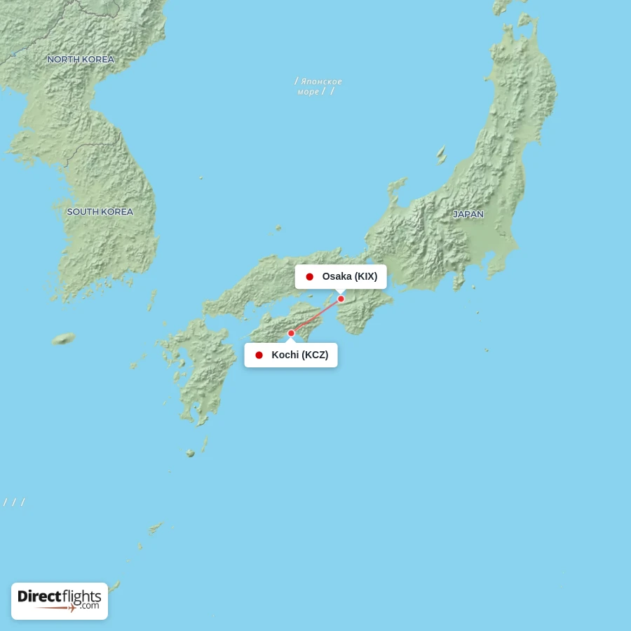 KIX - KCZ route map
