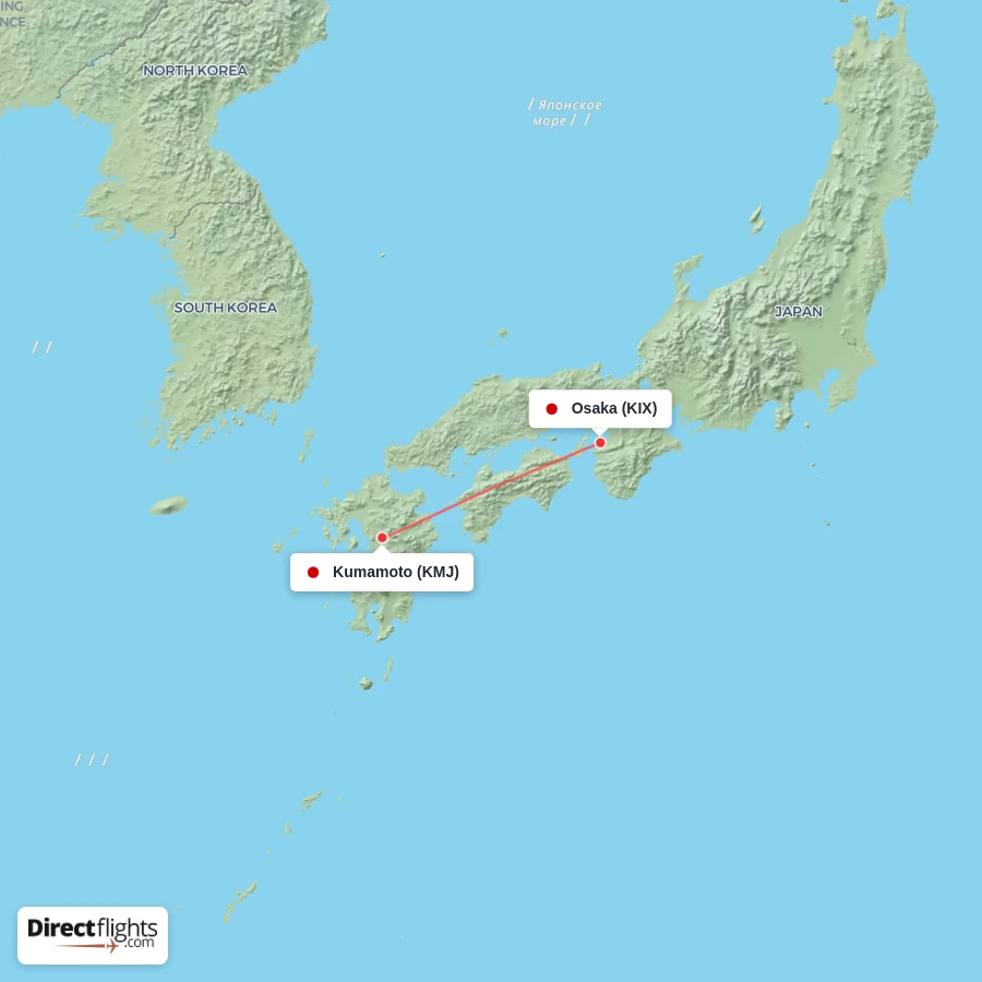 KIX - KMJ route map