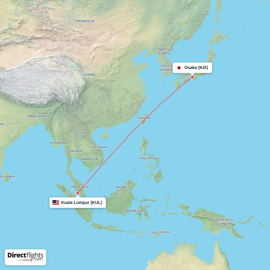 KIX - KUL route map