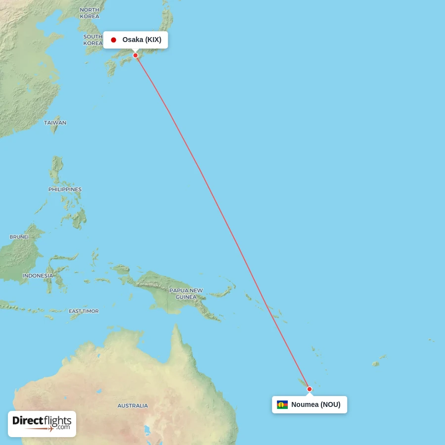 KIX - NOU route map