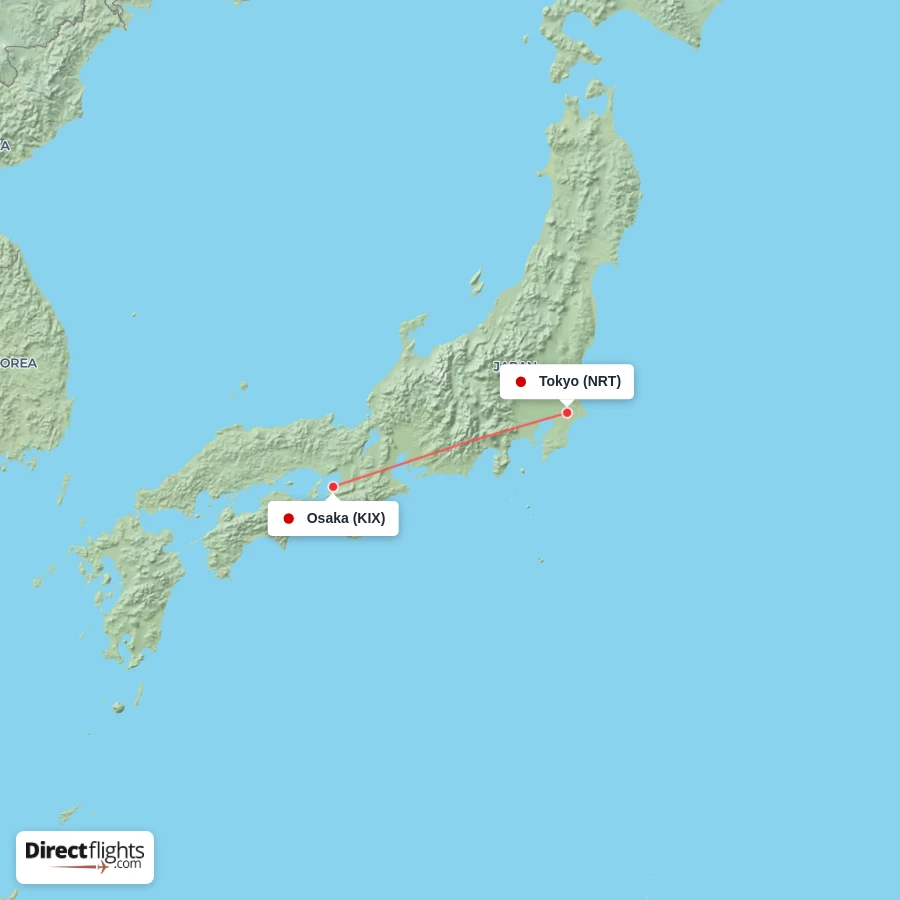 KIX - NRT route map