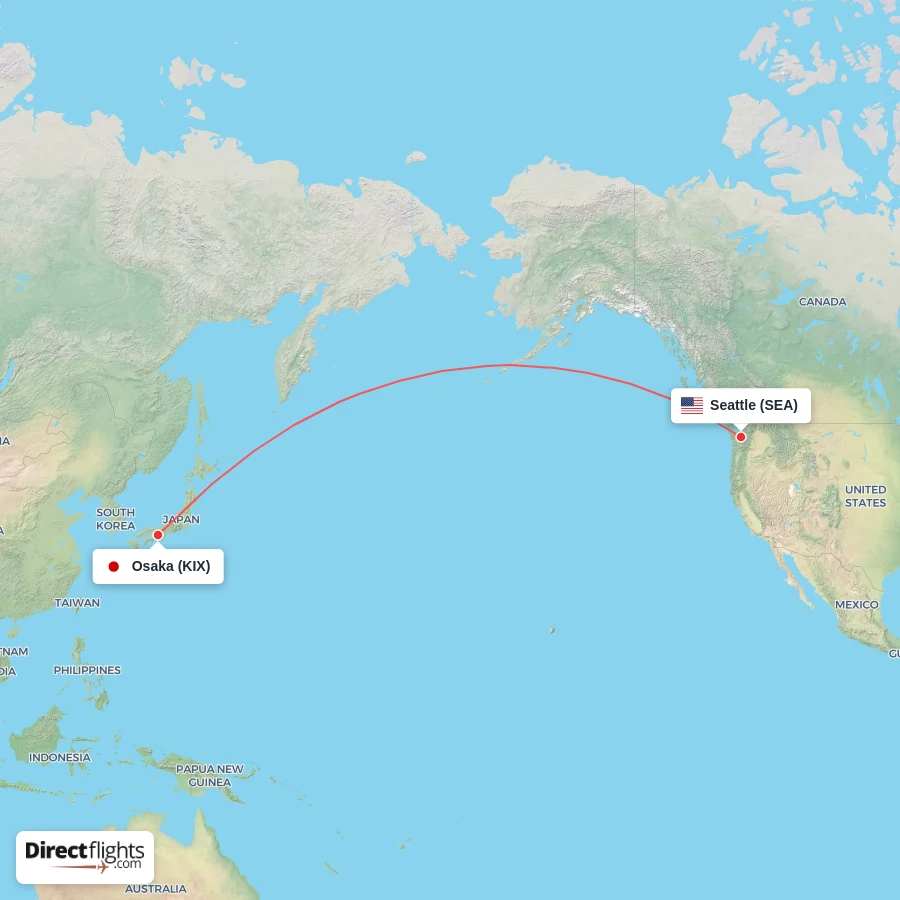KIX - SEA route map