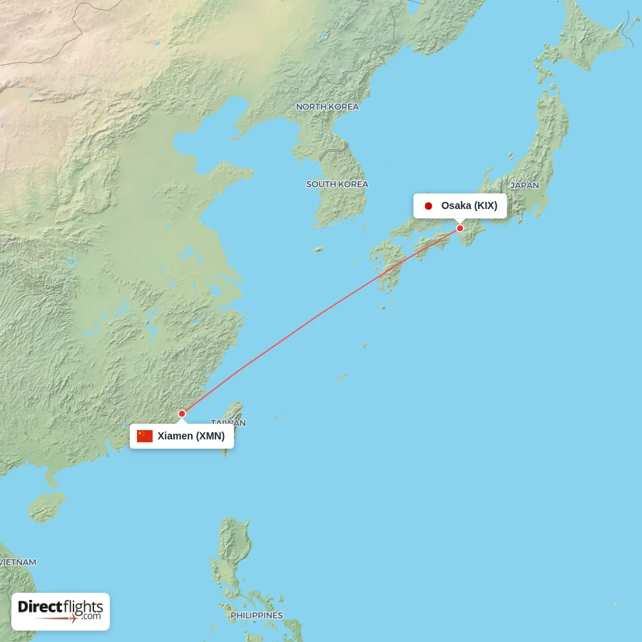 KIX - XMN route map