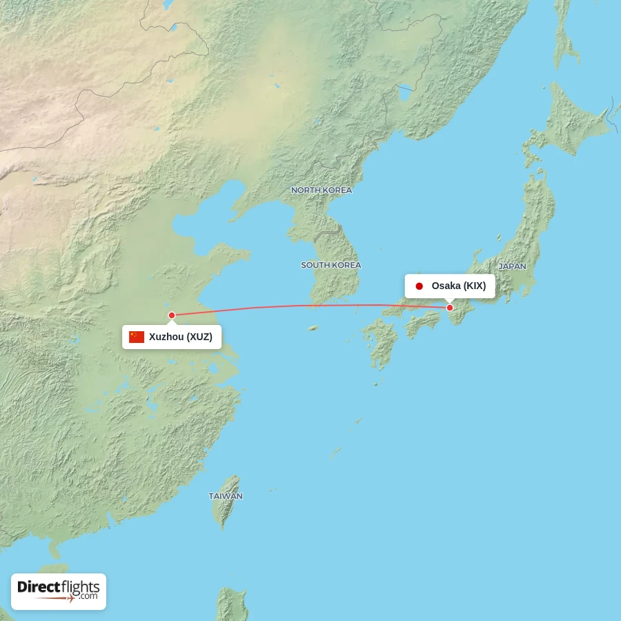KIX - XUZ route map