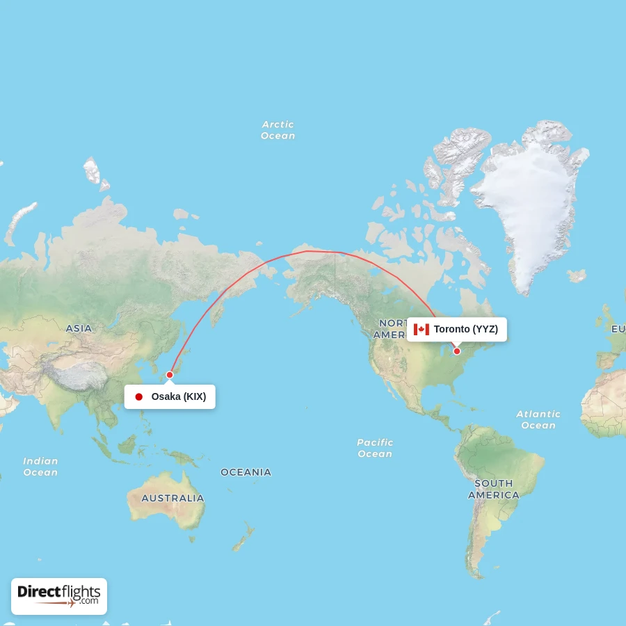 KIX - YYZ route map