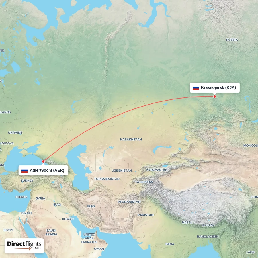 KJA - AER route map