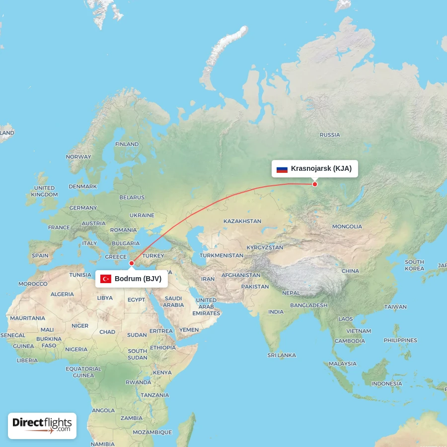 KJA - BJV route map
