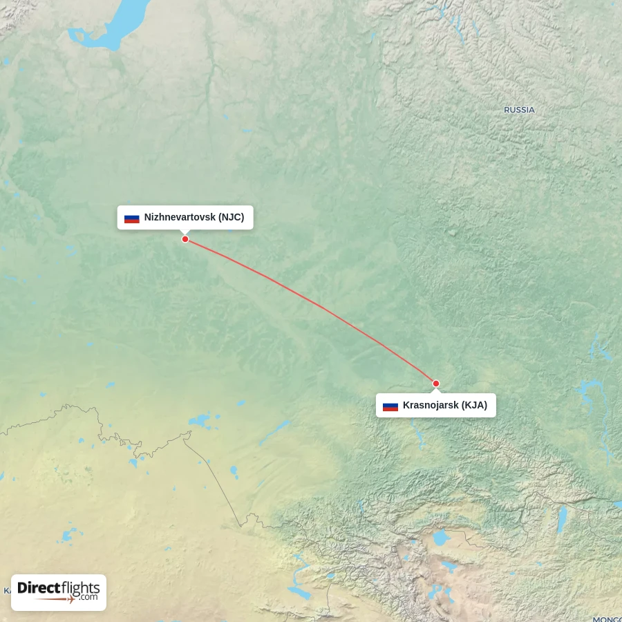 KJA - NJC route map