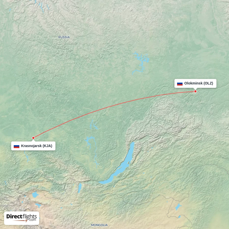 KJA - OLZ route map