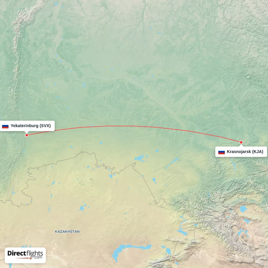 KJA - SVX route map