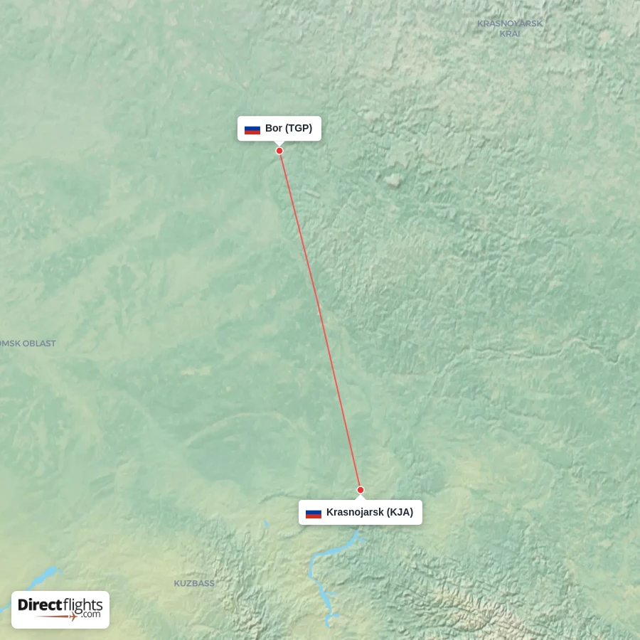 KJA - TGP route map