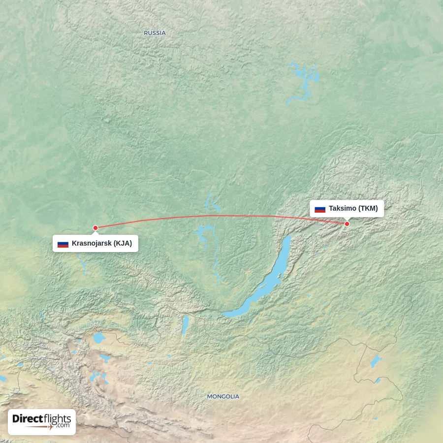 KJA - TKM route map