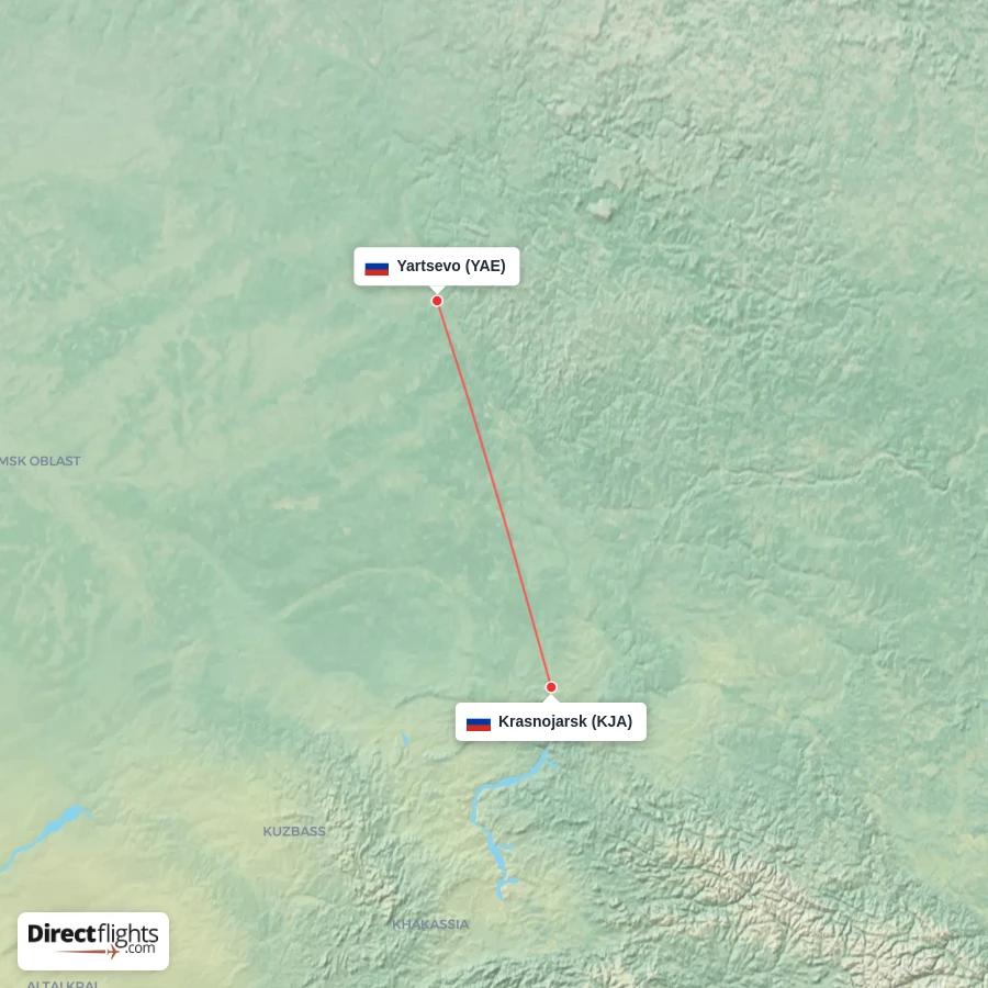 KJA - YAE route map