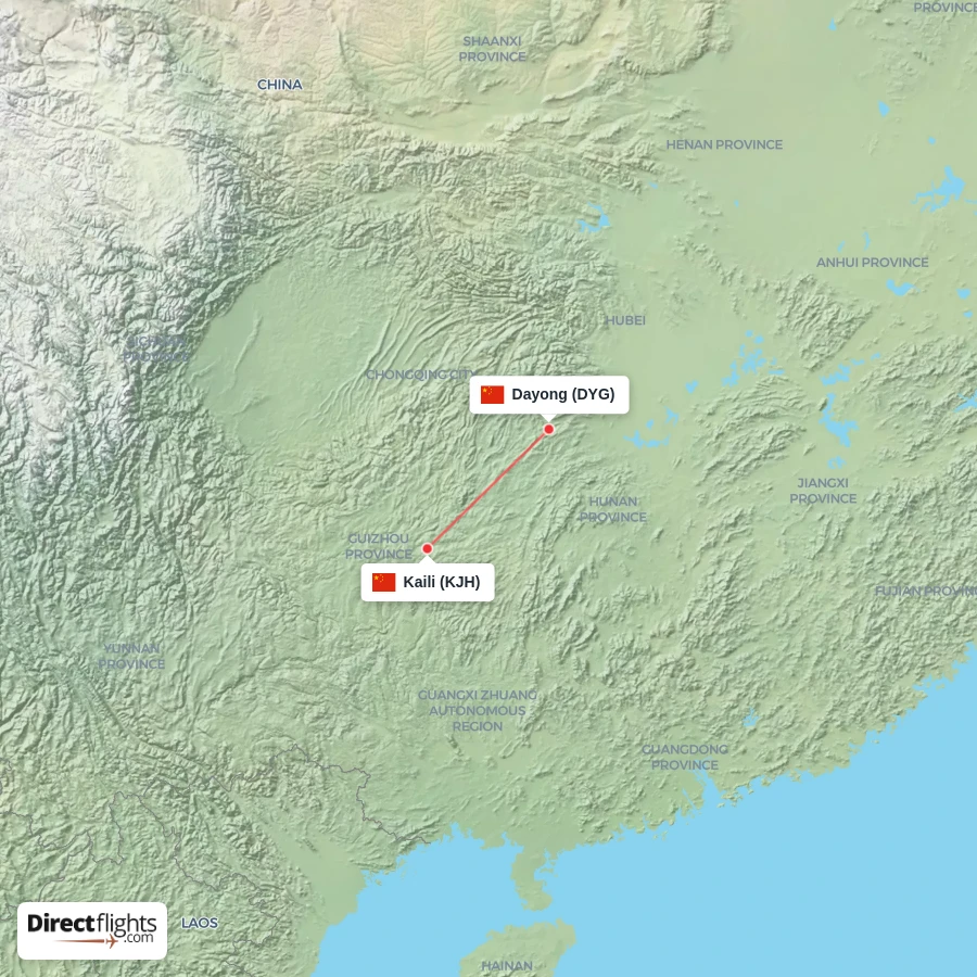 KJH - DYG route map