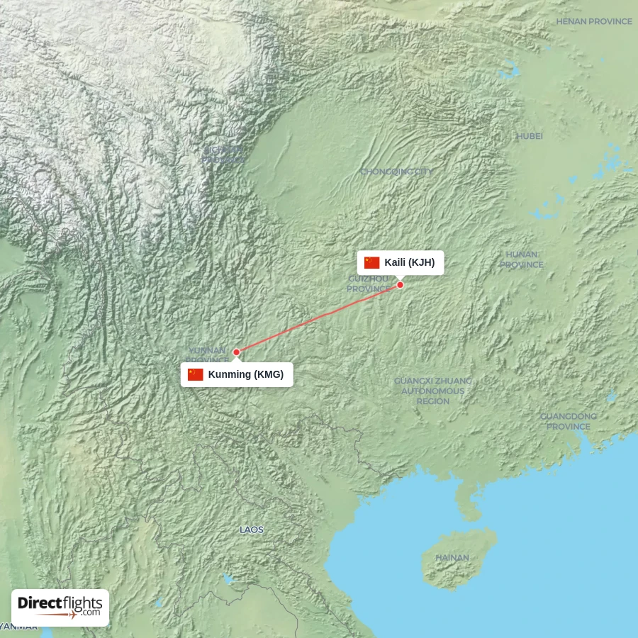 KJH - KMG route map