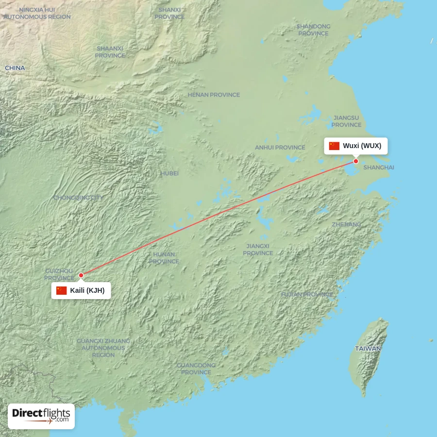KJH - WUX route map