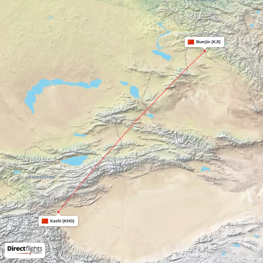 KJI - KHG route map