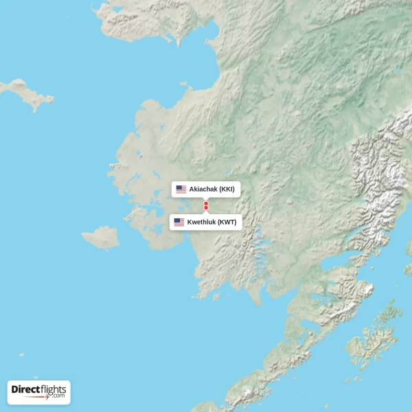 Akiachak - Kwethluk direct flight map