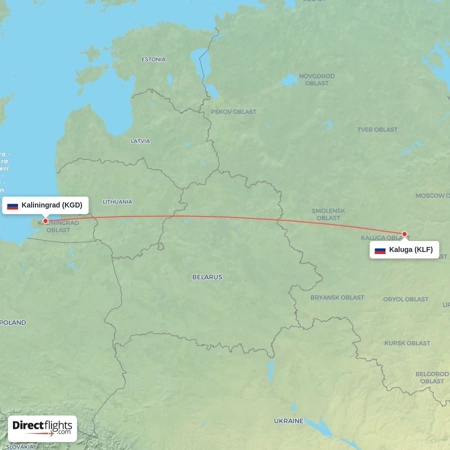 KLF - KGD route map