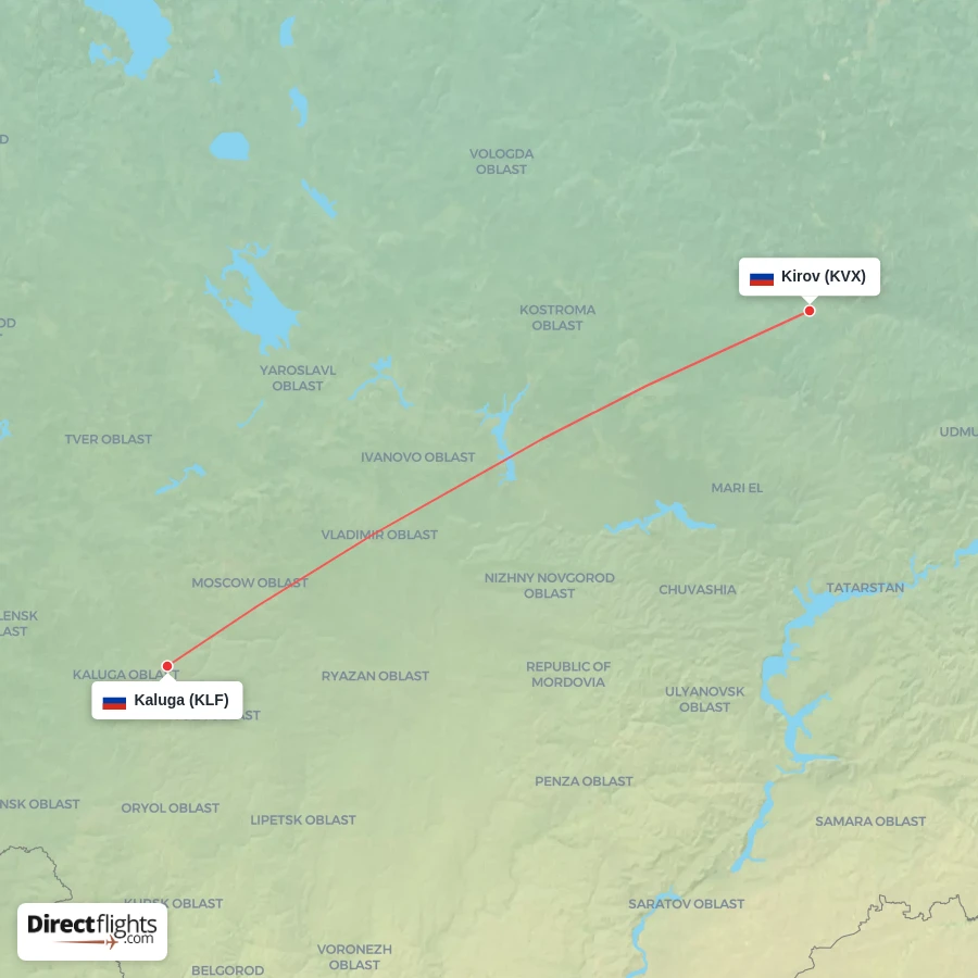 KLF - KVX route map