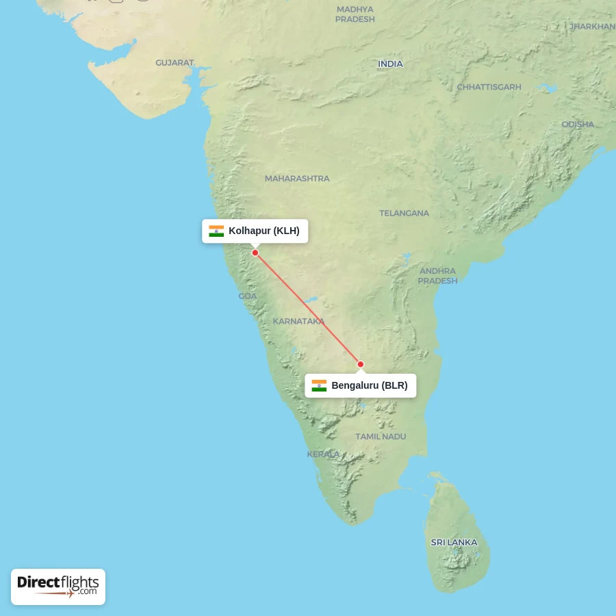 KLH - BLR route map