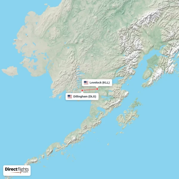 Levelock - Dillingham direct flight map