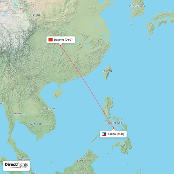 Kalibo - Dayong direct flight map