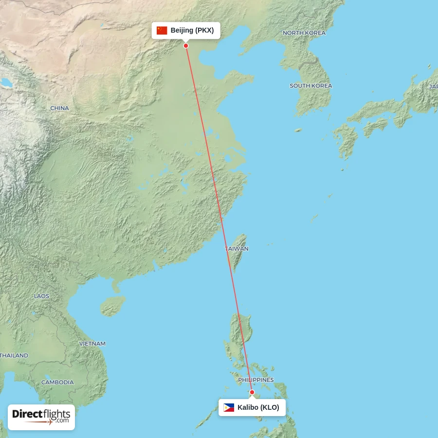 KLO - PKX route map