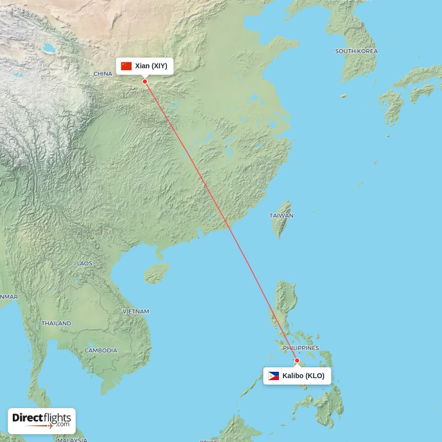 KLO - XIY route map