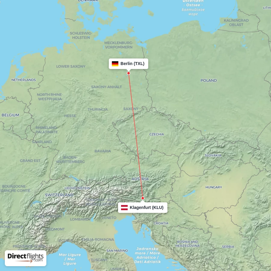 KLU - TXL route map