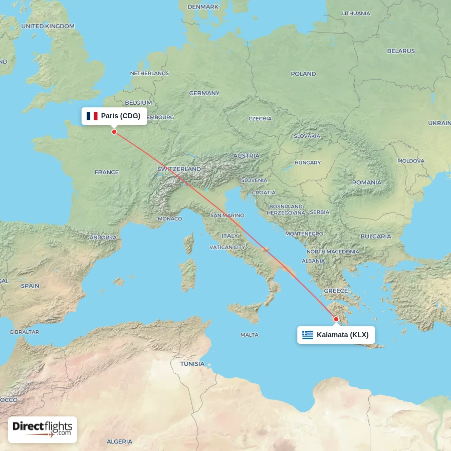 KLX - CDG route map