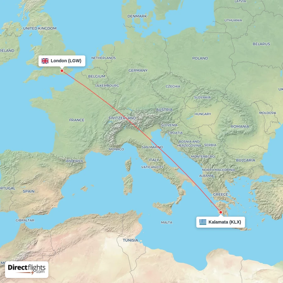 KLX - LGW route map