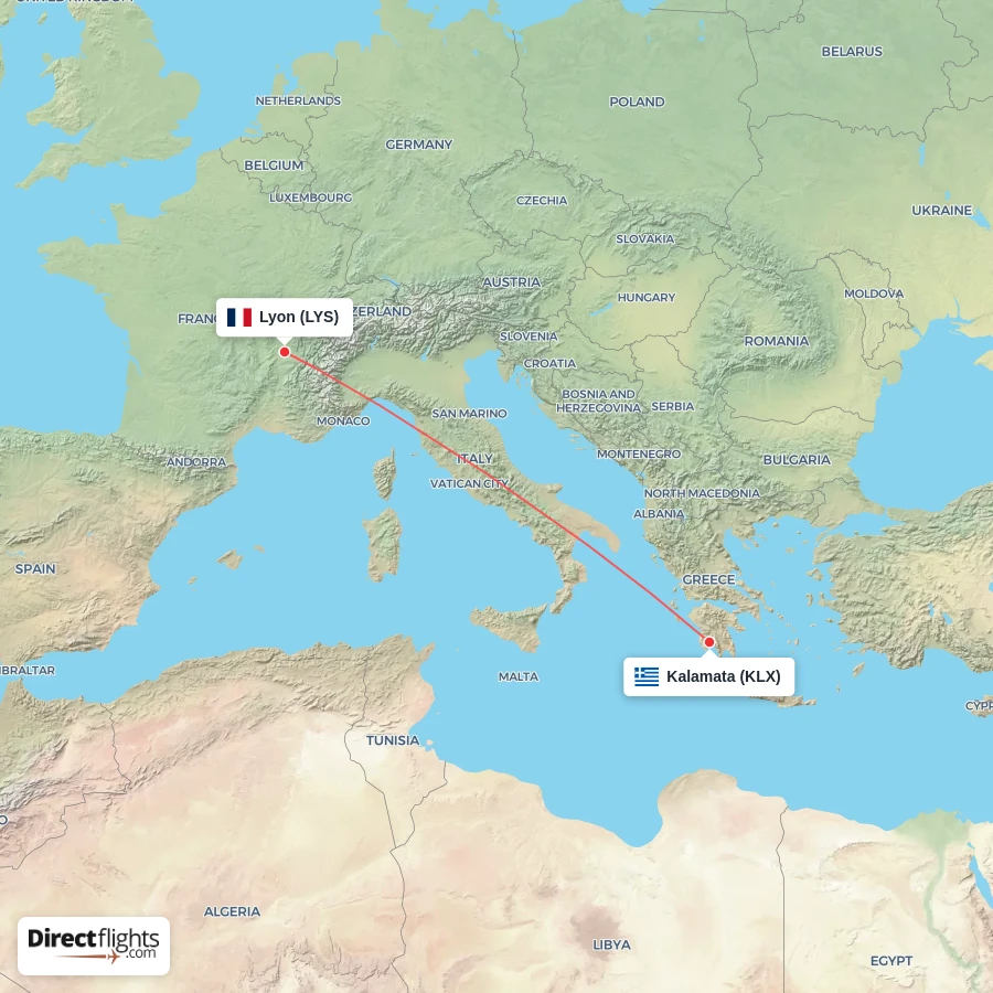 KLX - LYS route map