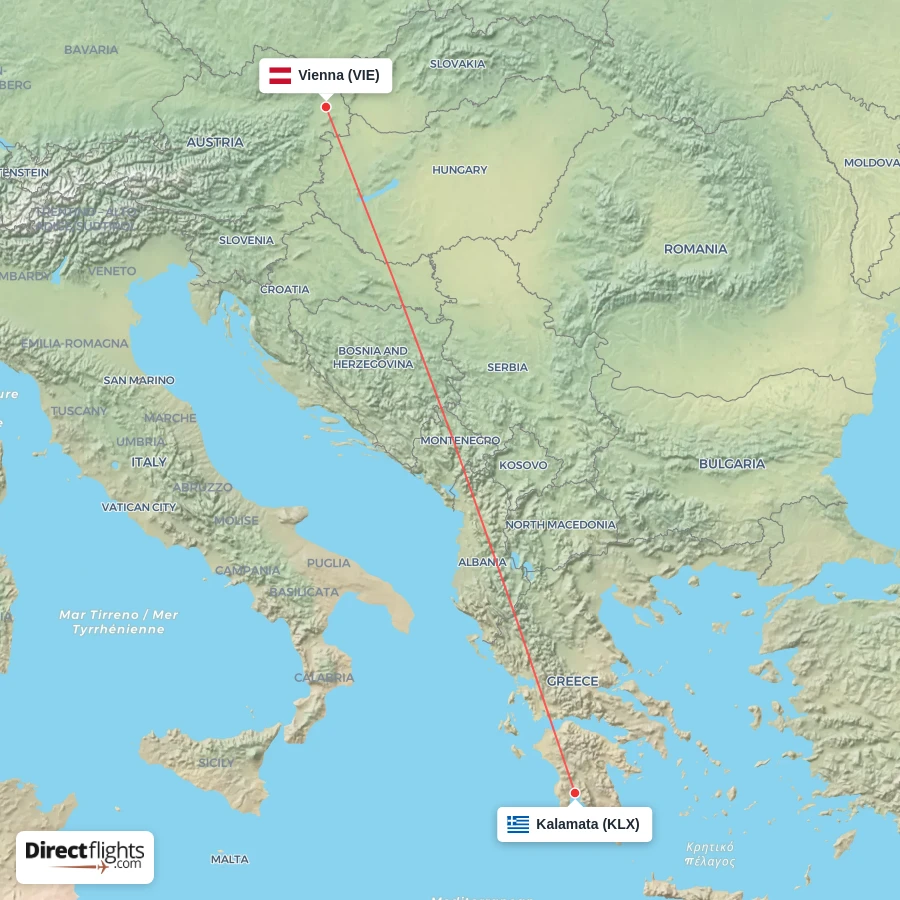 KLX - VIE route map