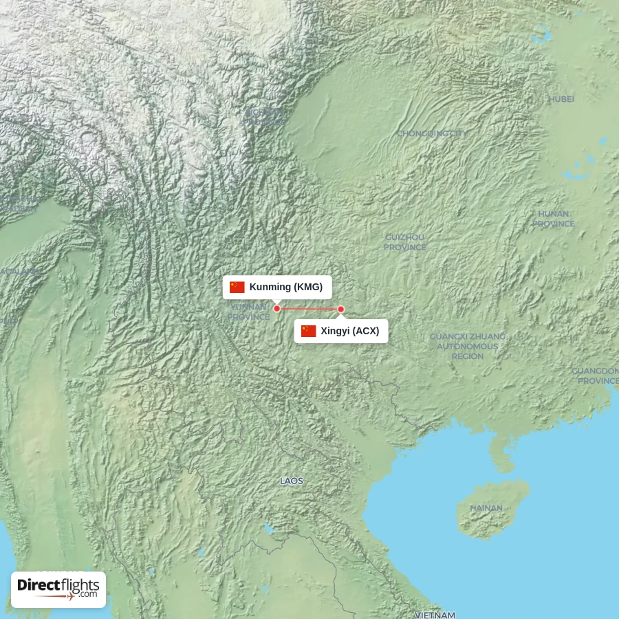 KMG - ACX route map