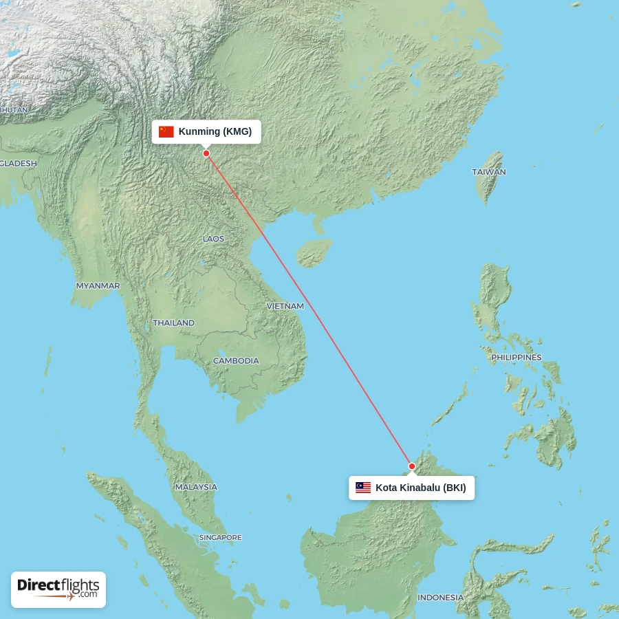 KMG - BKI route map