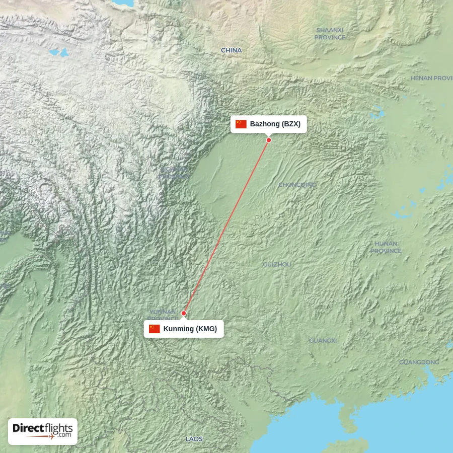 KMG - BZX route map
