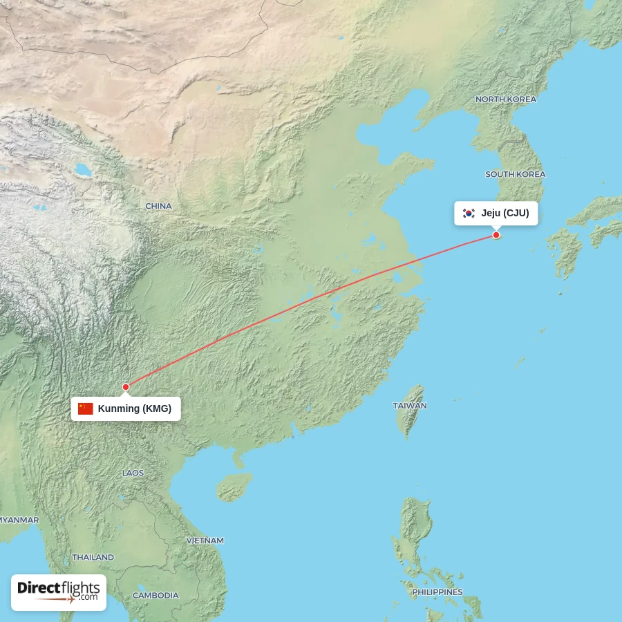 KMG - CJU route map