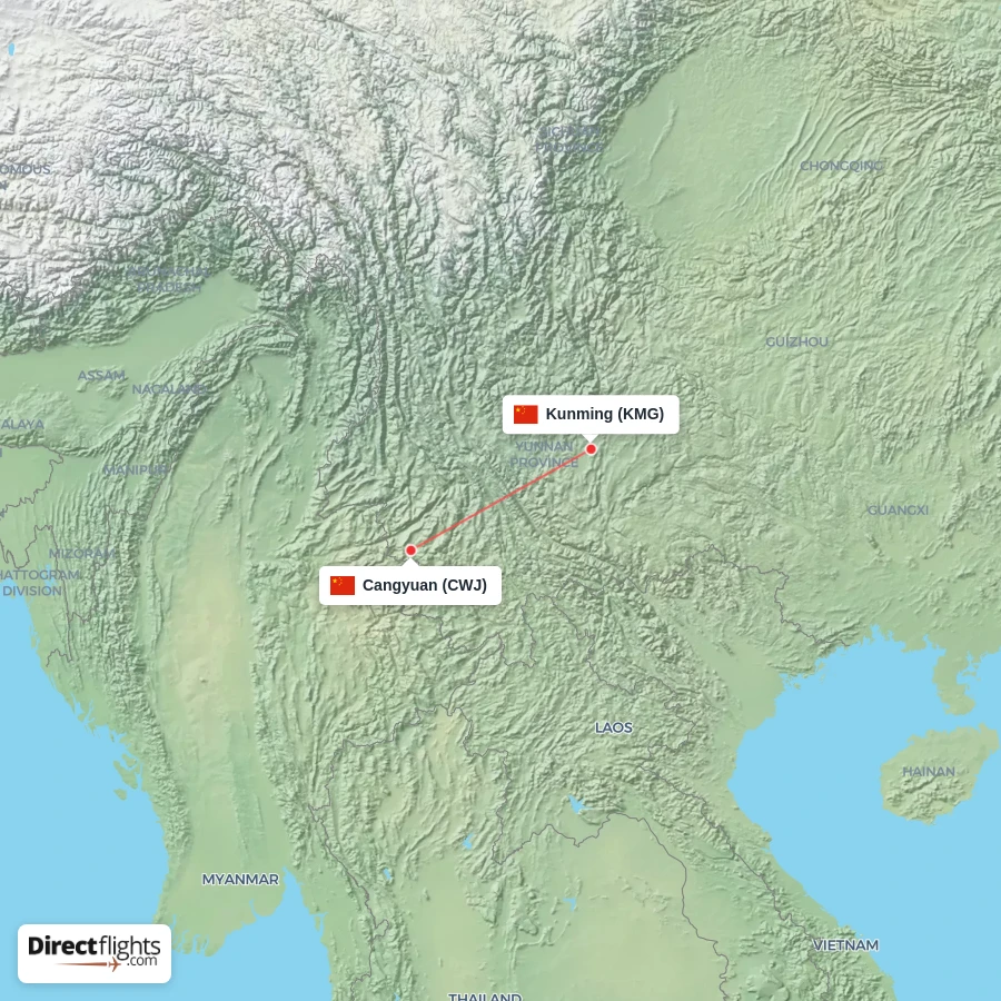 KMG - CWJ route map