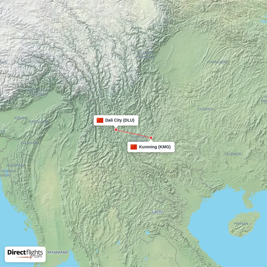 KMG - DLU route map