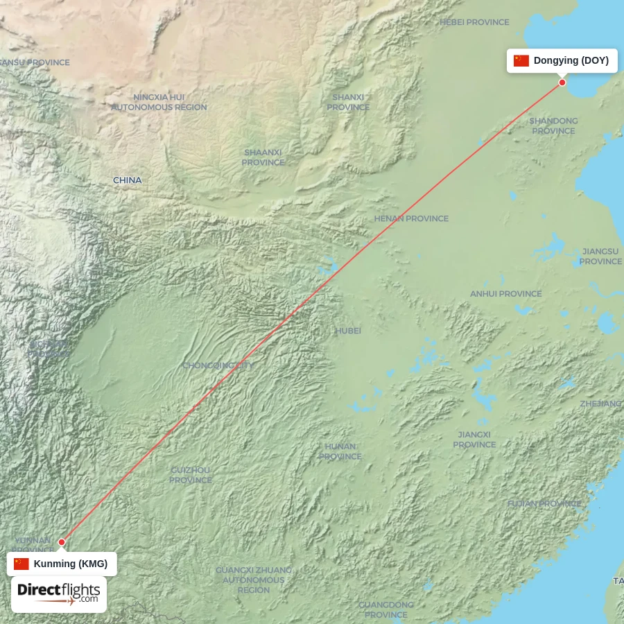 KMG - DOY route map