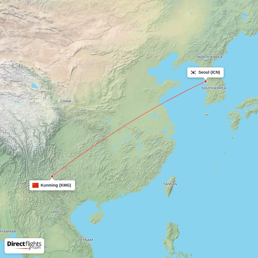 KMG - ICN route map